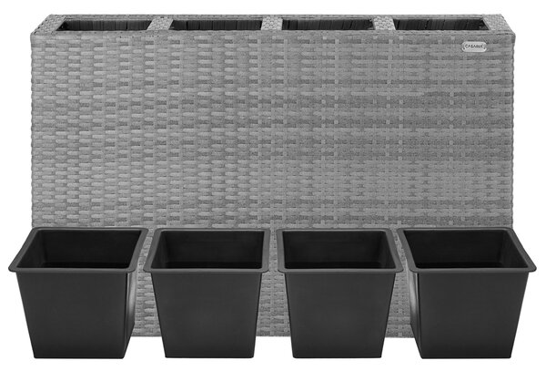 Casaria® Virágtartó 95x27x60 cm szürke - 4 edény