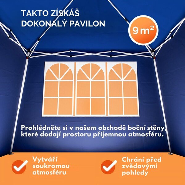 CAPRI party-sátor / rögzített pavilon, 3x3m, kék Casaria