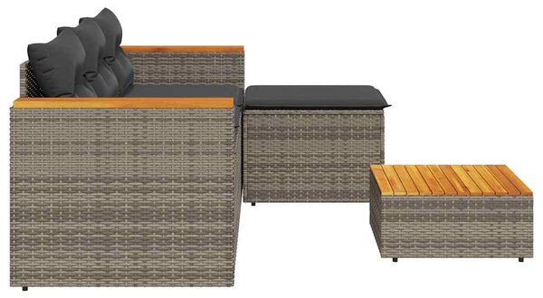 3 részes szürke polyrattan kerti ülőgarnitúra párnákkal