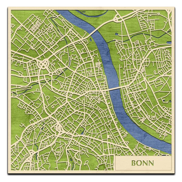 Bonn 3D fa várostérkép fali dekoráció – Natura Products
