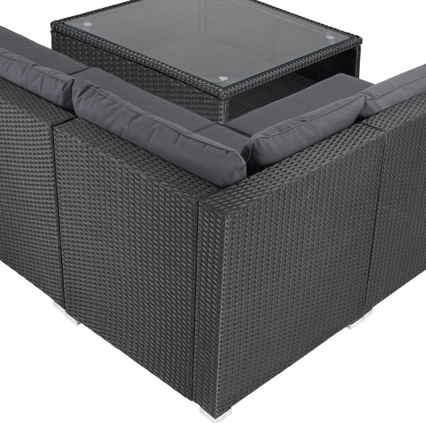 Deuba XXL kerti polyrattan szett - fekete/antracit párnák