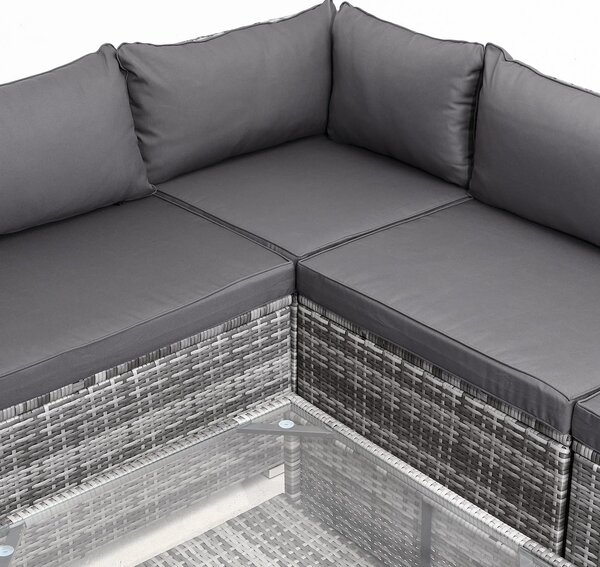 Deuba Kerti polyrattan bútor szett XXL - szürke/antracit párnák