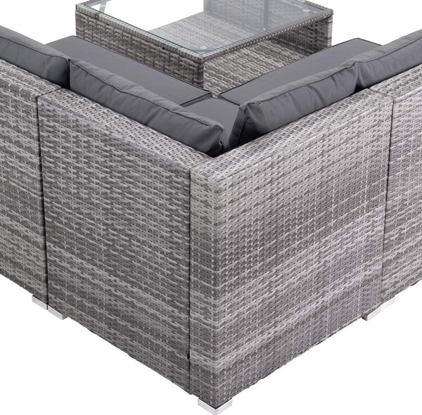 Deuba Kerti polyrattan bútor szett XXL - szürke/antracit párnák