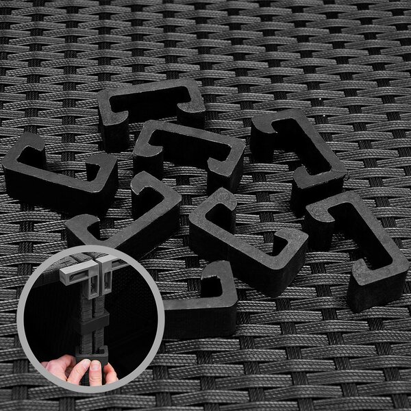 Deuba XXL kerti polyrattan szett - fekete/antracit párnák