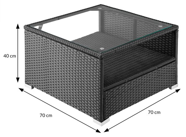 Deuba XXL kerti polyrattan szett - fekete/antracit párnák