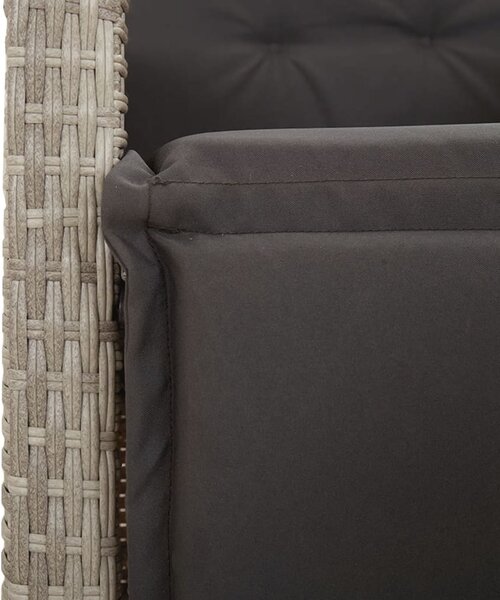9részes világosszürke polyrattan kerti étkezőgarnitúra párnával