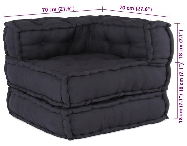 VidaXL antracit szövet moduláris puff 70x70x54