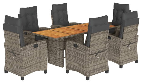7 részes szürke polyrattan kerti étkezőgarnitúra párnával
