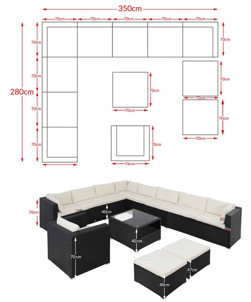 Casaria® Agen II kerti rattan bútor szett
