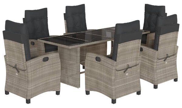 7 részes szürke polyrattan kerti étkezőgarnitúra párnával