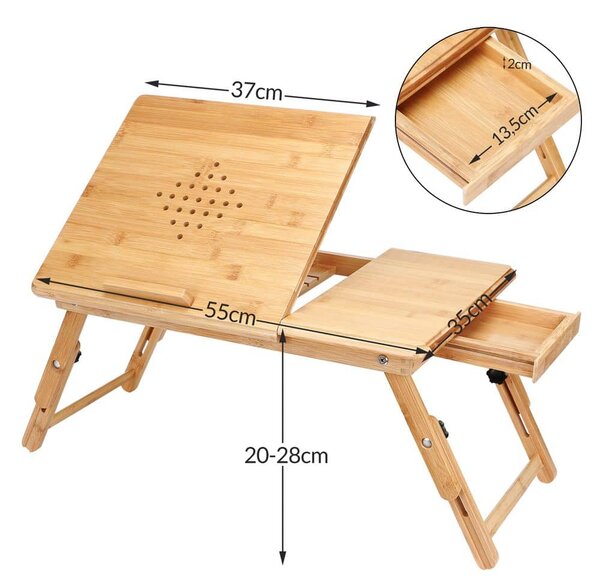 Casaria® Bambusz laptop asztal