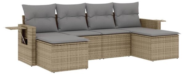 6 részes bézs polyrattan kerti ülőgarnitúra párnával