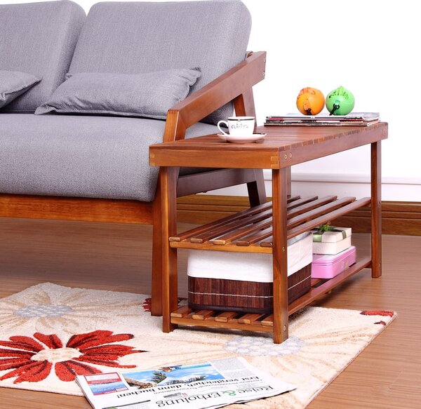 Casaria® Cipőtartó és pad 2 az 1-ben akác - 90 cm