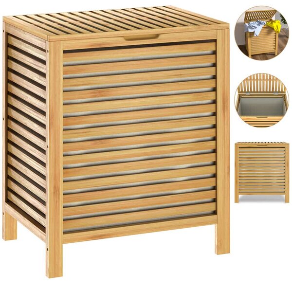 Casaria® Bambusz szennyeskosár - 62L