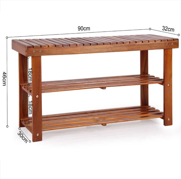 Casaria® Cipőtartó és pad 2 az 1-ben akác - 90 cm