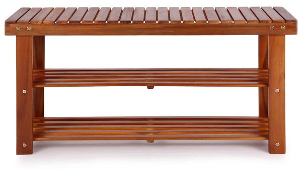 Casaria® Cipőtartó és pad 2 az 1-ben akác - 90 cm