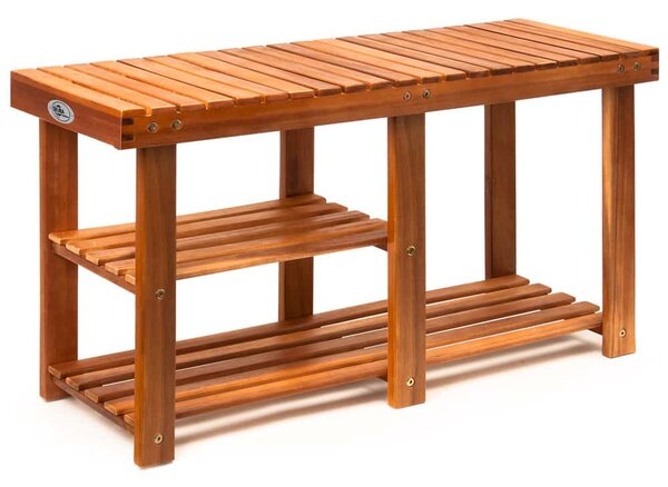 Casaria® Cipőtartó és pad 2 az 1-ben akác - 87x25x45 cm