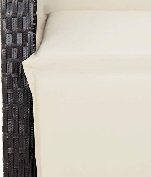 9 részes fekete polyrattan kerti étkezőgarnitúra párnákkal