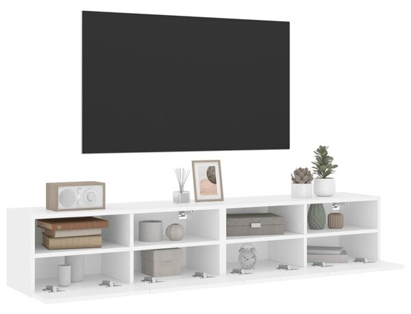 2 db fehér szerelt fa fali TV-szekrény 80 x 30 x 30 cm (836869)