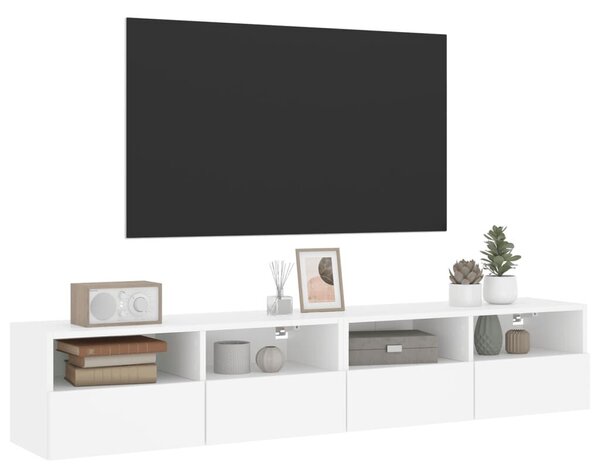 2 db fehér szerelt fa fali TV-szekrény 80 x 30 x 30 cm (836869)