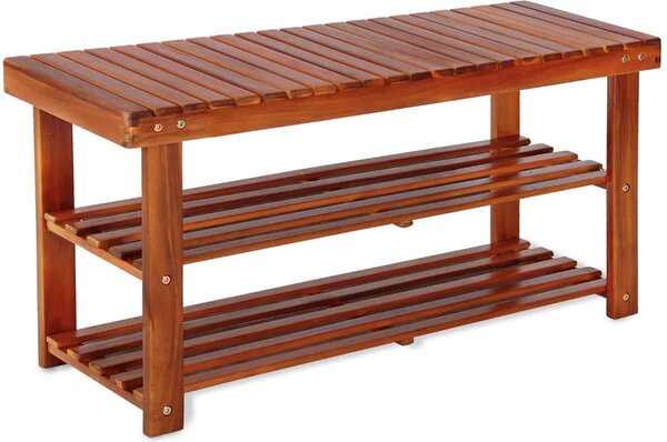 Casaria® Cipőtartó és pad 2 az 1-ben akác - 90 cm