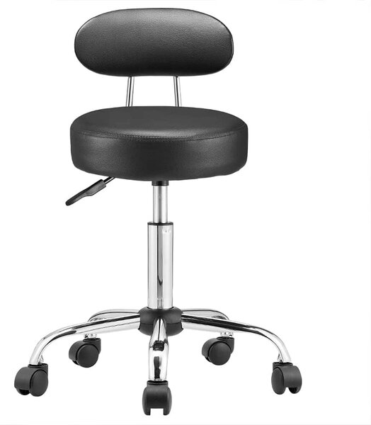 Casaria® Görgős szék háttámlával - fekete