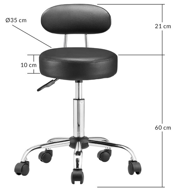 Casaria® Görgős szék háttámlával - fekete