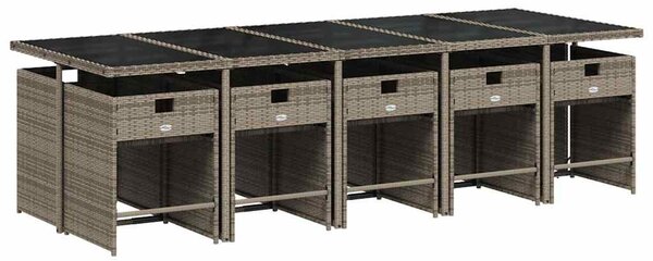 11 részes szürke polyrattan kerti ülőgarnitúra párnákkal