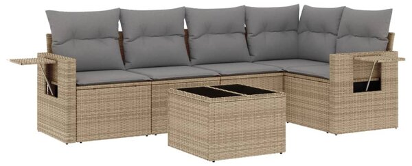 6 részes bézs polyrattan kerti ülőgarnitúra párnával