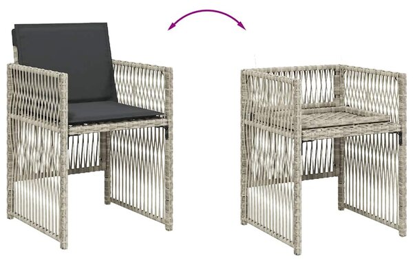 11 részes világosszürke polyrattan kerti ülőgarnitúra párnákkal
