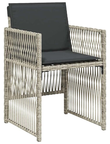 11 részes világosszürke polyrattan kerti ülőgarnitúra párnákkal