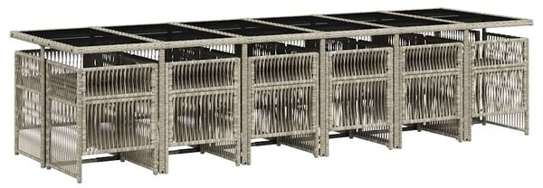 13 részes szürke polyrattan kerti étkezőgarnitúra párnákkal