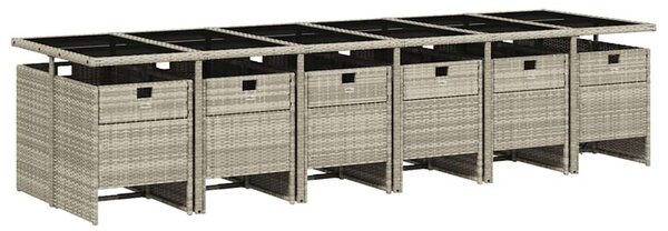 13 részes szürke polyrattan kerti étkezőgarnitúra párnákkal