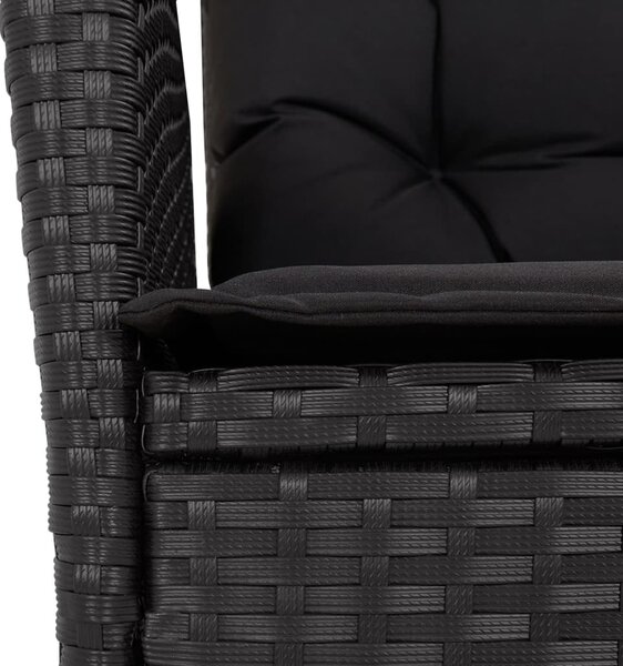 7 részes fekete polyrattan kerti étkezőgarnitúra párnával