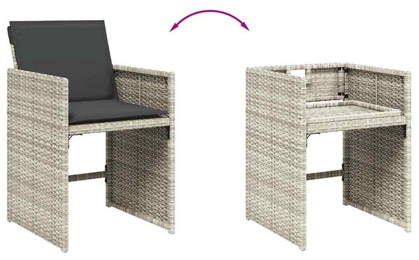 9részes világosszürke polyrattan kerti étkezőgarnitúra párnával