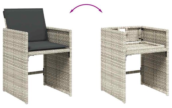 15 részes szürke polyrattan kerti étkezőgarnitúra párnákkal