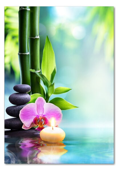 Egyedi üvegkép Orchidea és bambusz