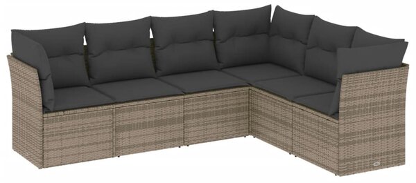6 részes szürke polyrattan kerti ülőgarnitúra párnákkal