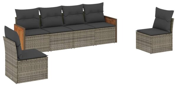 6 részes szürke polyrattan kerti ülőgarnitúra párnákkal