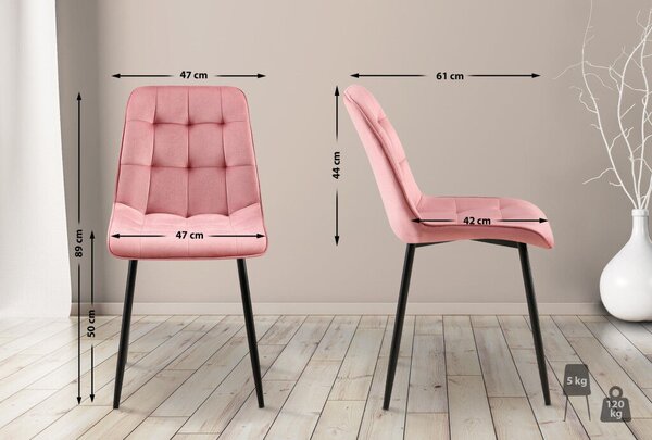 Gifford bársony étkezőszék pink-fekete 324697