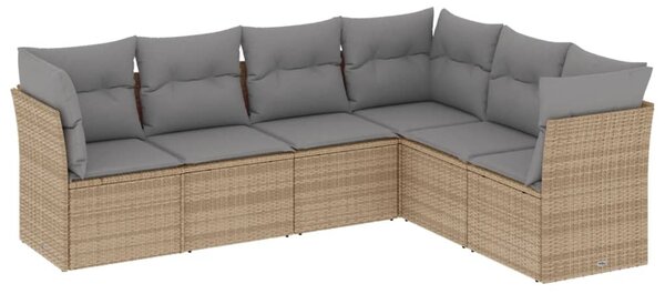 6 részes bézs polyrattan kerti ülőgarnitúra párnával
