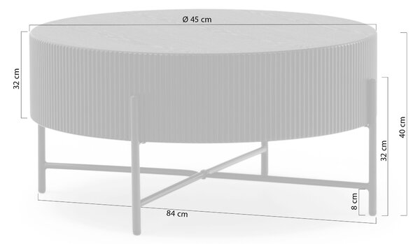 Corbi dohányzóasztal 80 cm nappaliba - sötét dió / matt fekete