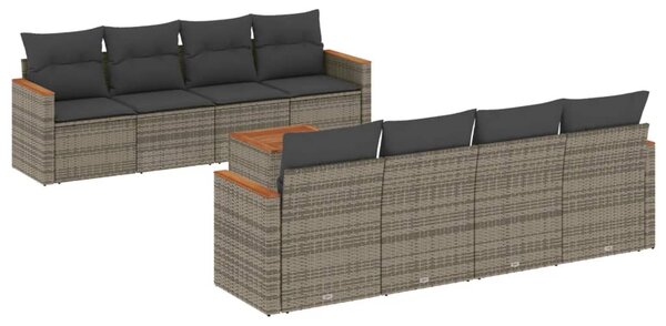 9 részes szürke polyrattan kerti ülőgarnitúra párnákkal