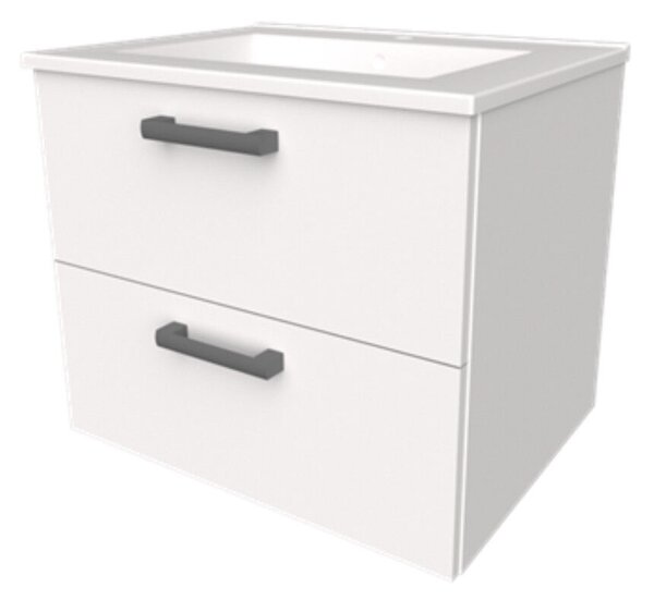 Mirano fiókos fürdőszobai mosdószekrény - 50 cm (magasfényű fehér)