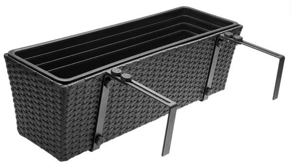 Casaria® Polyrattan virágtartó fekete 2 darabos