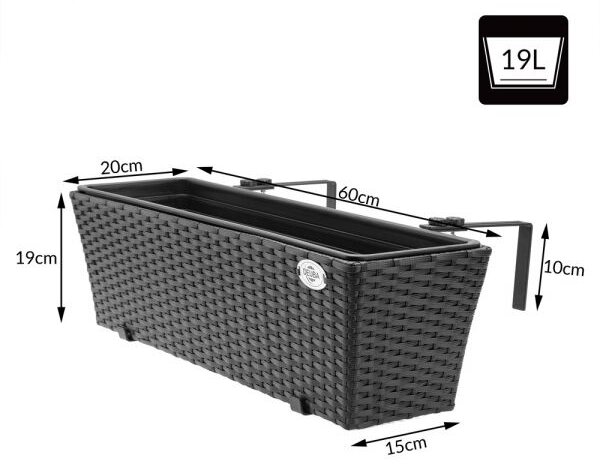 Casaria® Polyrattan virágtartó fekete 2 darabos