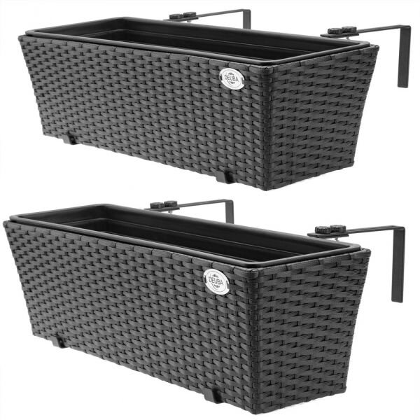 Casaria® Polyrattan virágtartó fekete 2 darabos