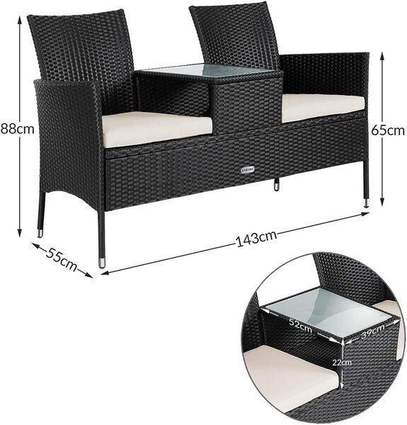 Deuba Rattan kerti pad - fekete