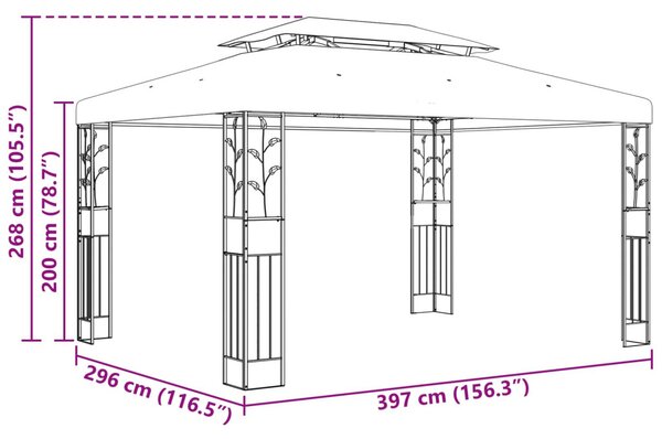 Pavilon 3,97 x 2,96 x 2,68 m Bordó Poliészter és acél
