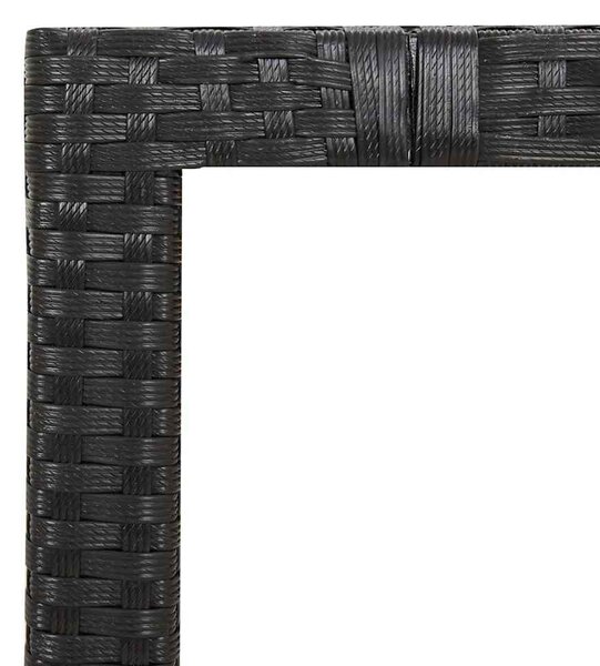7 részes fekete polyrattan kerti bisztrógarnitúra párnákkal